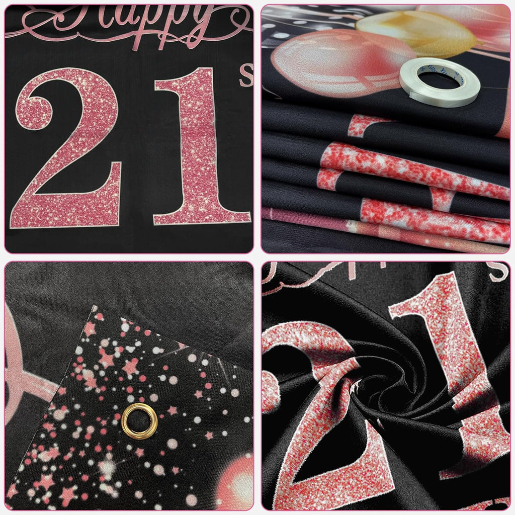 Happy 21st Birthday Banner Extra Large 21st Birthday Backdrop, 70.8 x 45.2 inches
