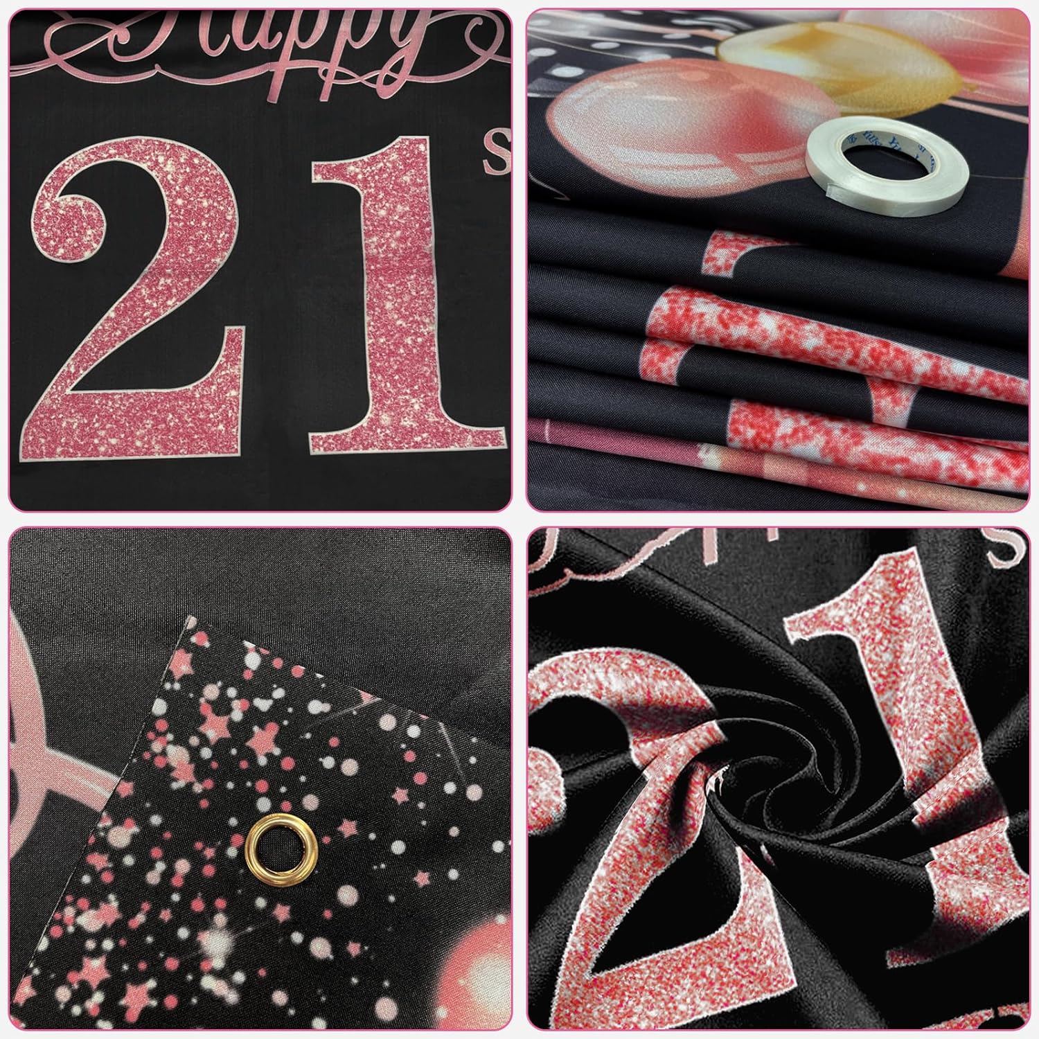 Happy 21st Birthday Banner Extra Large 21st Birthday Backdrop, 70.8 x 45.2 inches