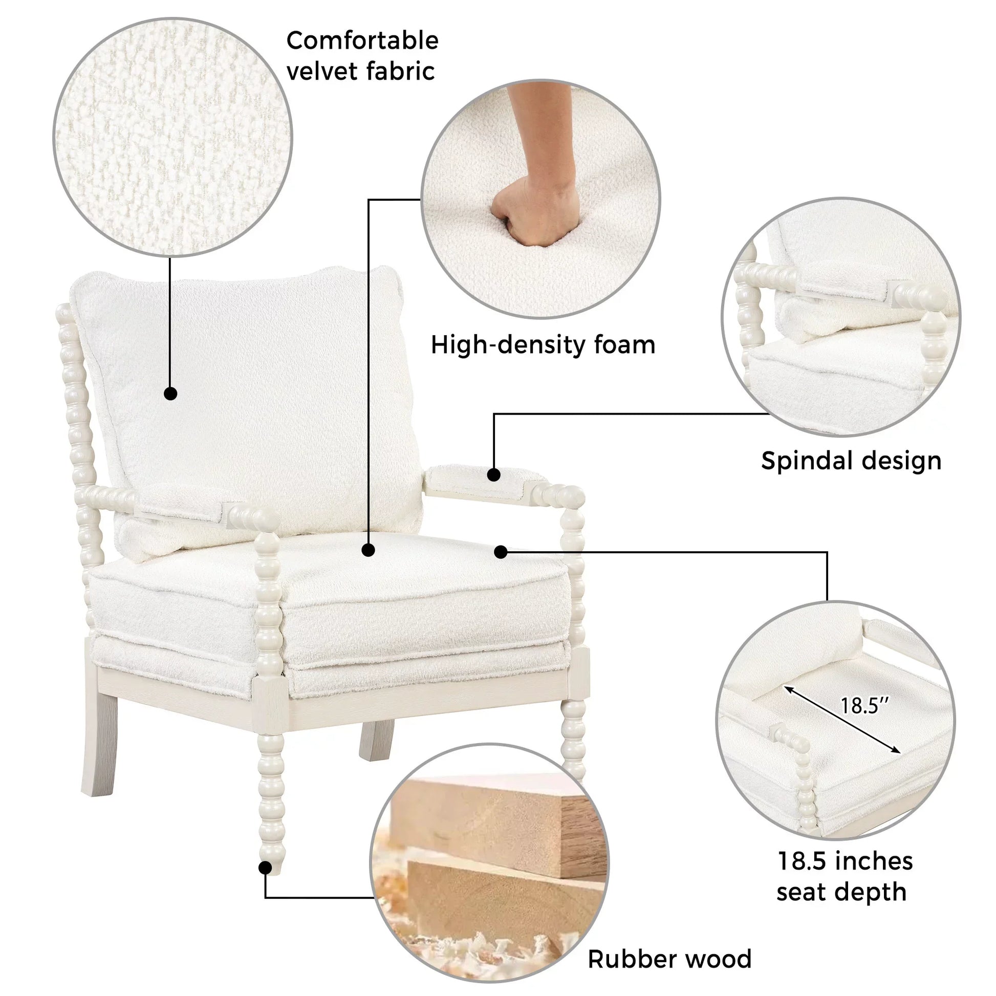 EUROCO Velvet Accent Chair with Ottoman,6.3" Thicked Modern Lounge Accent Chair with Armrests pad, Reading Chair with Footrest for Small Space, Living room