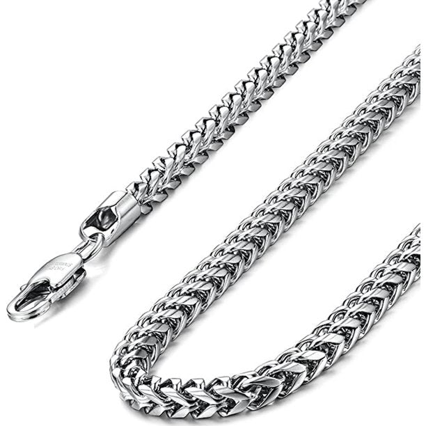 TYMEIK Stainless Steel Male Chain Necklace Mens Bracelet Jewelry Set, 8mm Wide, 8.5 Inch Bracelet