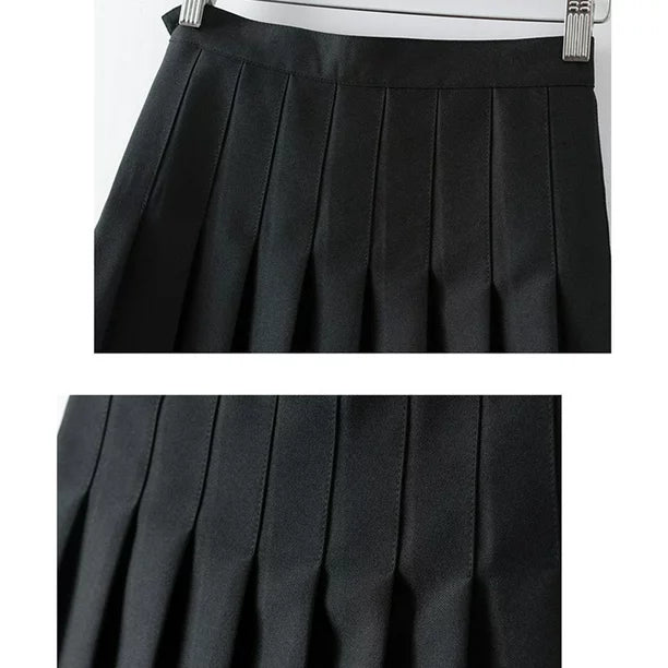 JUNBYONE Women's Stretchy Flared Pleated Skater Skirt Tennis School Uniforms A Line Mini Short Skirt