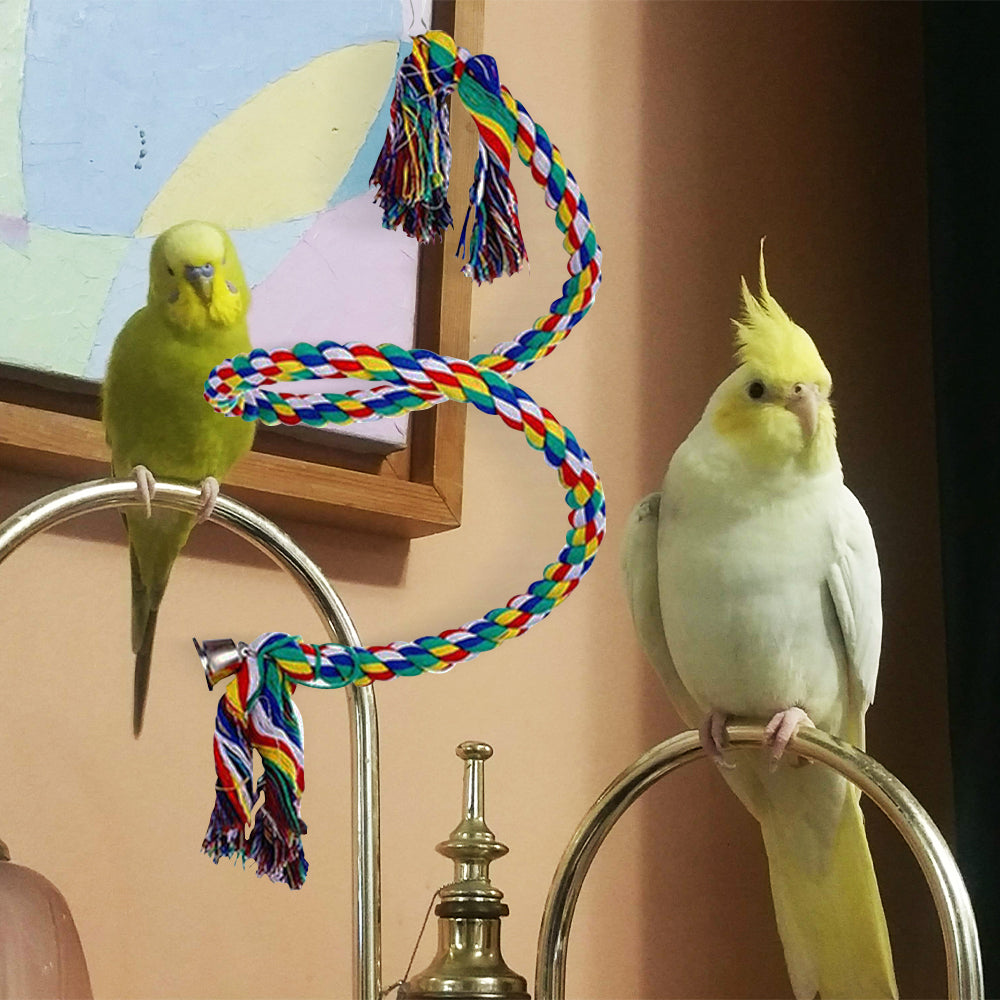 Bird Perch Stand Bird Rope Perch Bird Toys 3 Pcs for Parakeets Cockatiels, Conures, Macaws, Lovebirds, Finches