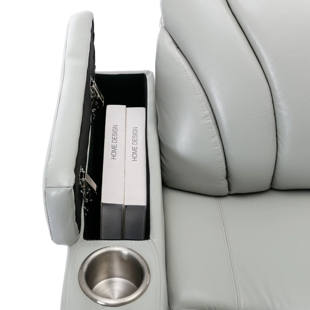 EUROCO Home Theater Recliner with Stereo and USB Charging Port, Hidden Arm Storage,Convenient Cup Holder for Living Room（Light Grey）