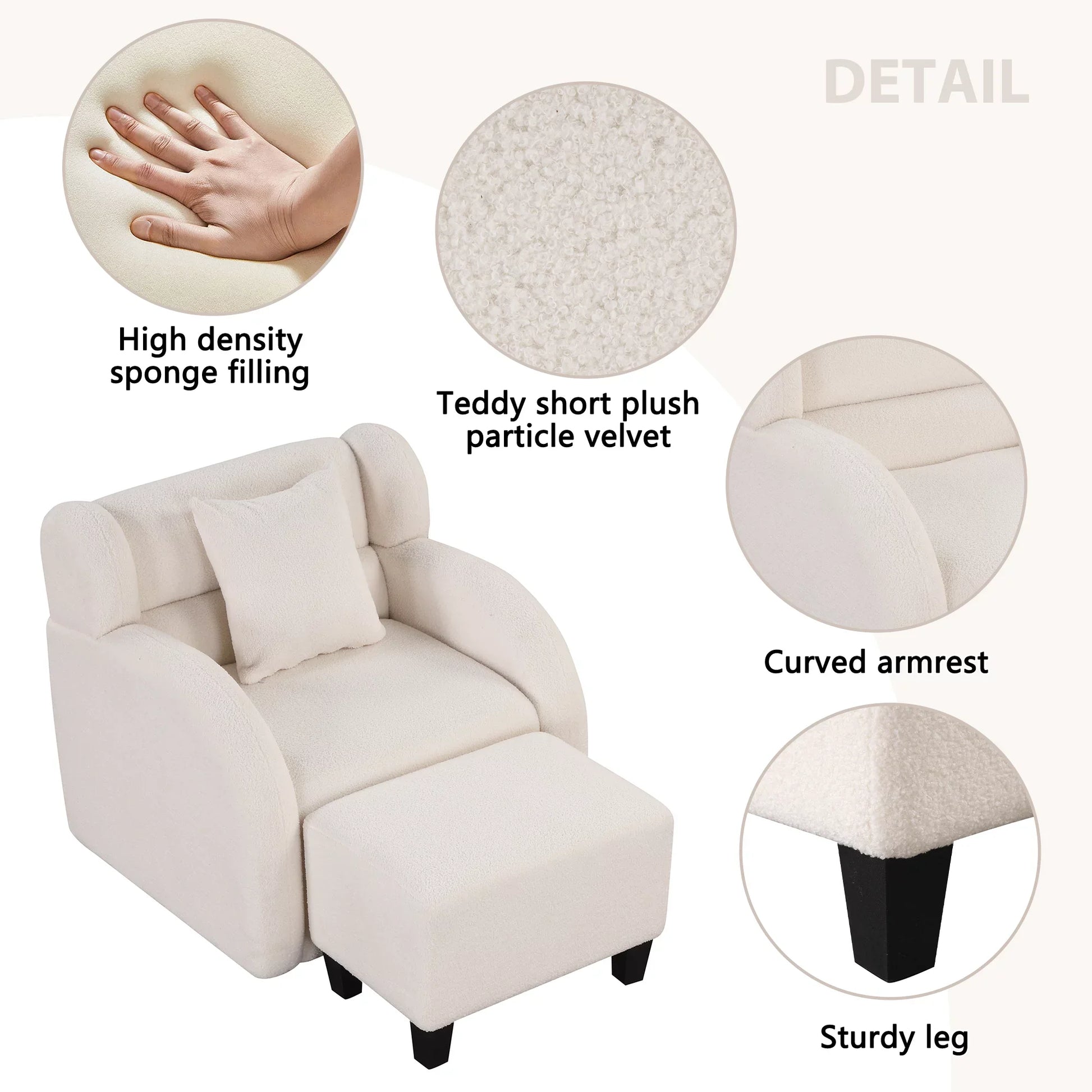 EUROCO Swivel Accent Chair with Ottoman, Teddy Short Plush Particle Velvet Armchair,360 Degree Swivel Barrel Chair with footstool for Living Room, Hotel, Bedroom, Office, Lounge
