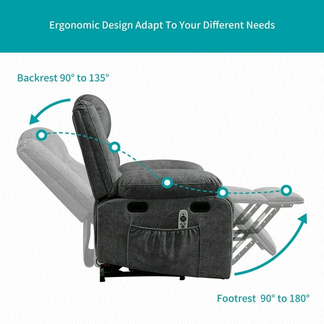 Puremind Recliner Chair for Adults, Electric Glider Recliner with Heat Vibration Function, Upholstered Modern Massage Chair with Overstuffed Armrest Backrest for Living Room Apartment Studio,Dark Grey
