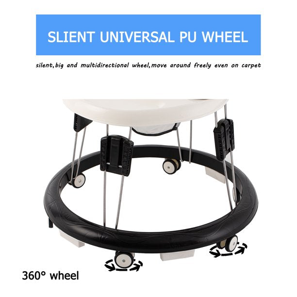 WWUIUIWW 2-in-1 Convertible Baby Steps Activity Walker, Adjustable Three Position Height Setting, Removable Tray, Whate Baby Walker