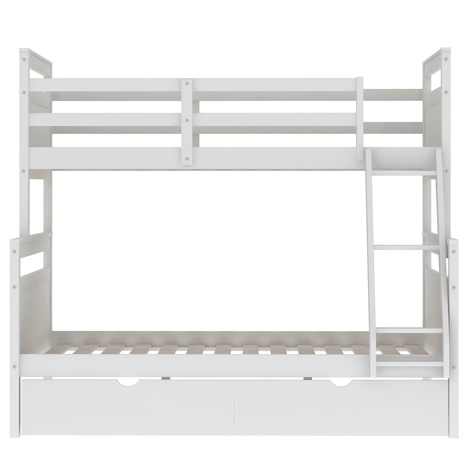 Euroco Twin over Full Wood Convertible Bunk Bed with Drawers for Bedroom
