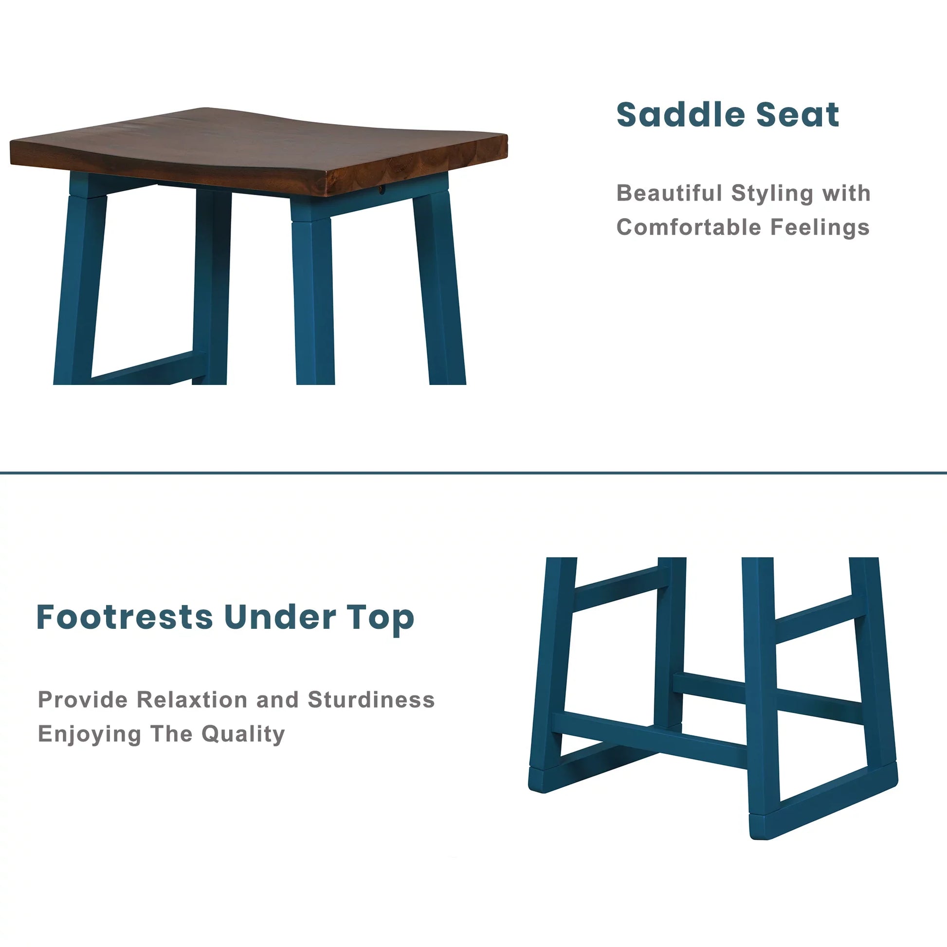 Rustic 5-Piece 36" Dining Set, Wood Console Table Set with 4 Stools for Small Places,Walnut&Cream