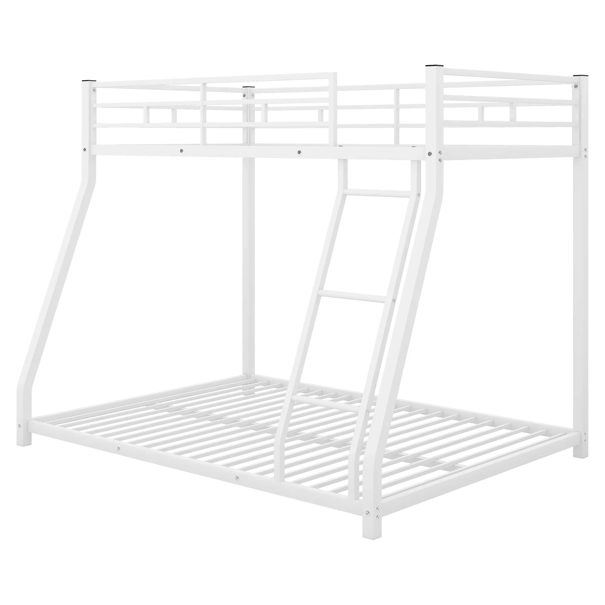 Euroco Metal Floor Twin over Full Bunk Bed for Children's Room, White