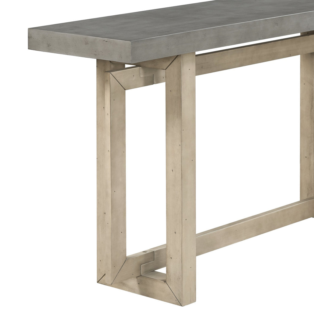 EUROCO 59.1" Long Console Table Sofa Table for Entryway with Industrial-inspired Concrete Wood Top for Living Room Hallway Foyer Office