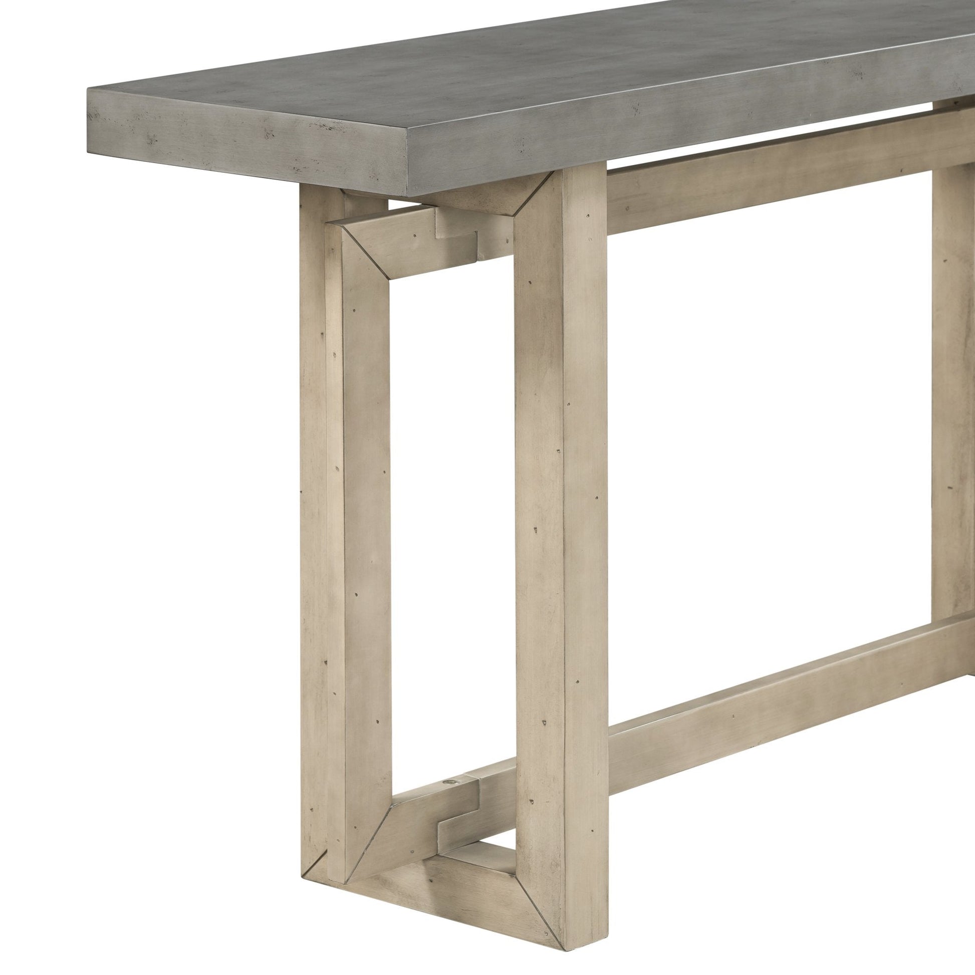 EUROCO 59.1" Long Console Table Sofa Table for Entryway with Industrial-inspired Concrete Wood Top for Living Room Hallway Foyer Office