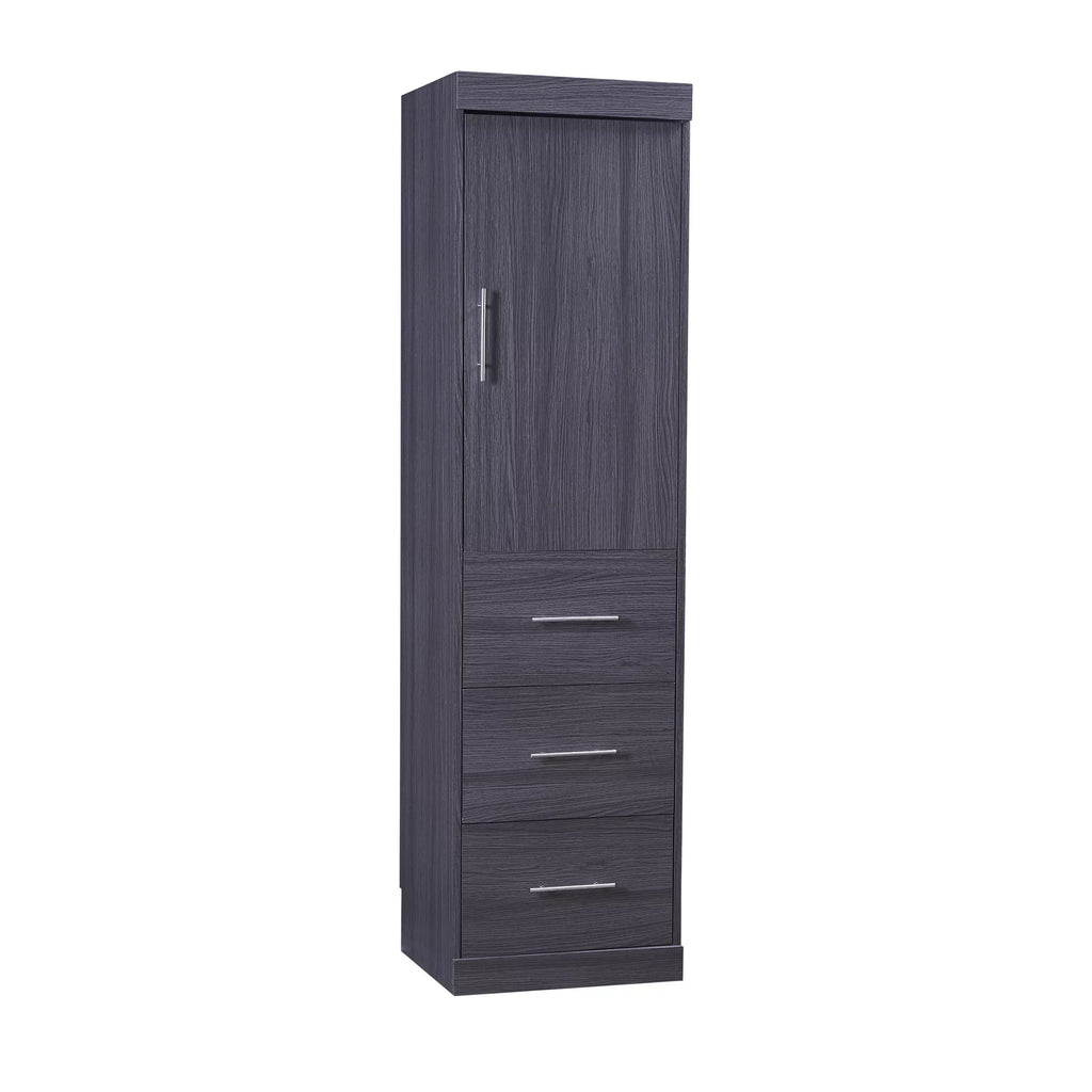 Wood Twin Murphy Wall Bed with Wardrobe and Drawers for Kids Bedroom, Gray