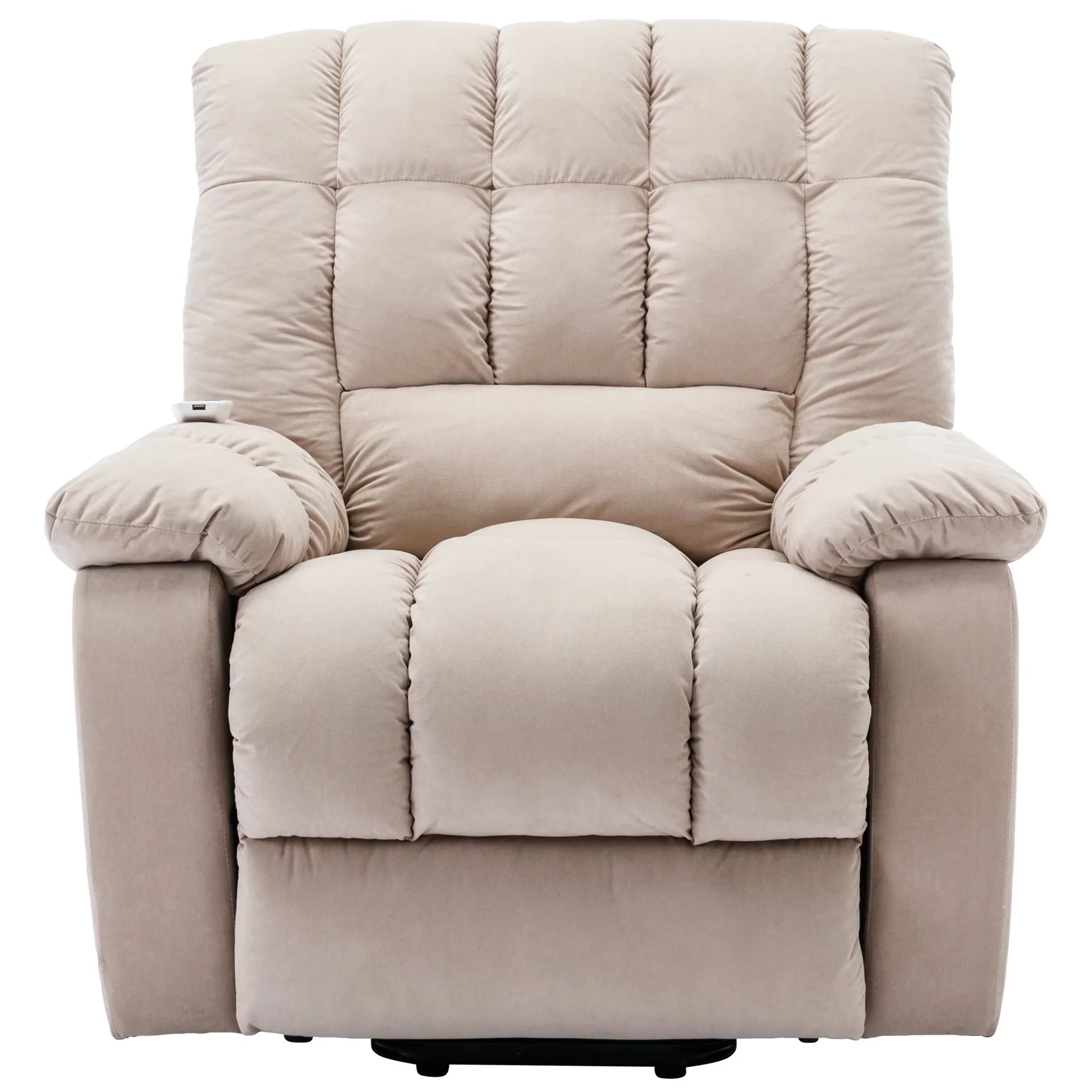 EUROCO 33.5"W Power Lift Recliner Chair Recliners for Elderly with Heat, Vibration and Massage Velvet Recliner Chair for Living room with Side Pocket,Beige