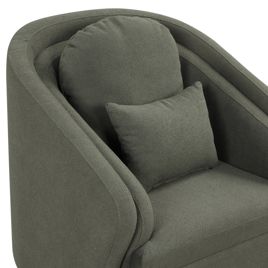 EUROCO Accent Chair Arm Chair with Lumbar Pillow and Metal legs, 31.5"W Upholstered Accent Chair for Living Room, Bedroom,Seaweed Green
