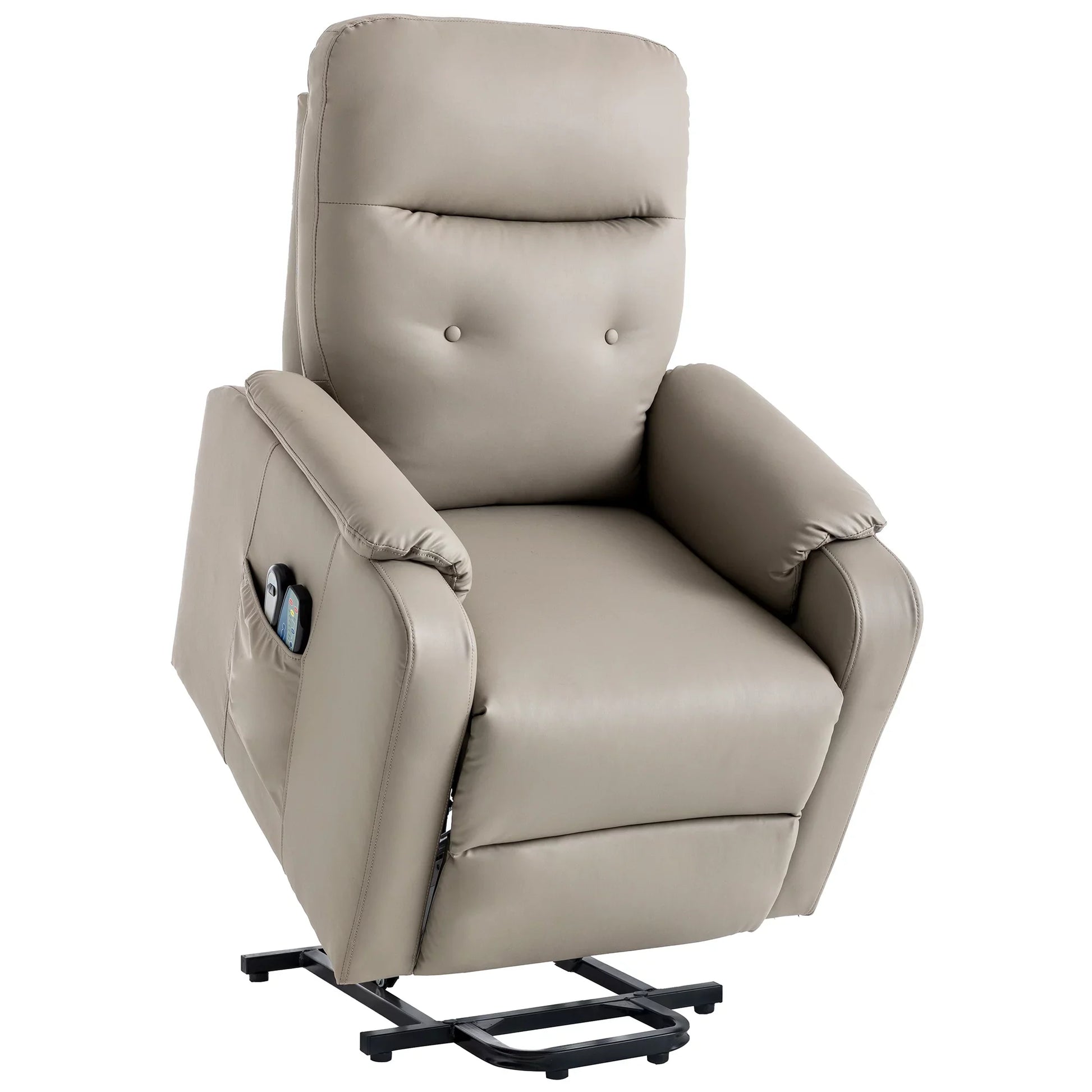 EUROCO Power Lift Recliner Chair Recliners for Adults and Seniors with Heat and Massage PU Leather Recliner Chair for Living room with Side Pocket,Grey
