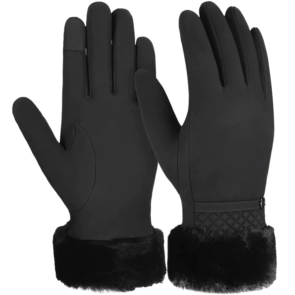 Winter Gloves for Women Warm Winter Gloves Thickened Cold Weather Gloves | Touchscreen Gloves Casual Outdoor Sports Gloves - Black