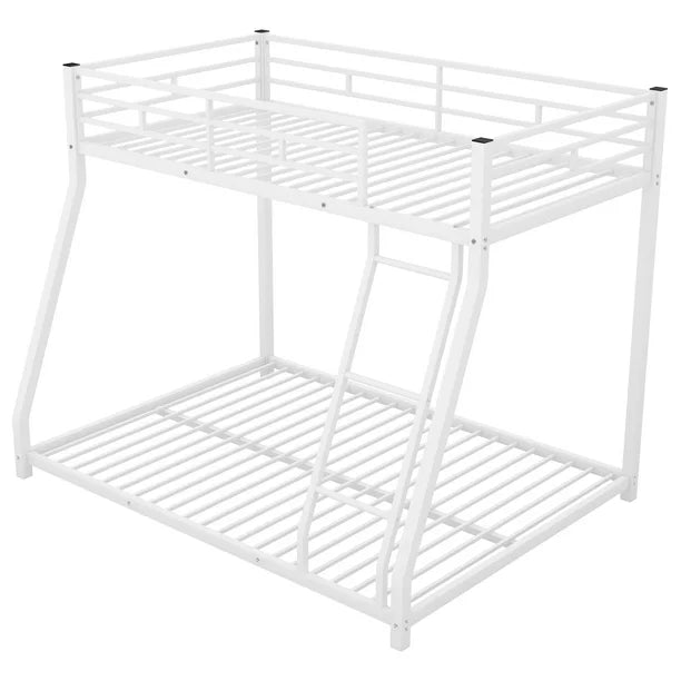 Euroco Metal Floor Twin over Full Bunk Bed for Children's Room, White