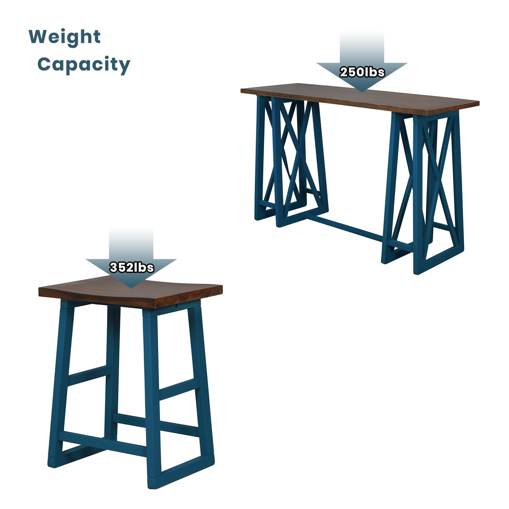 Rustic 5-Piece 36" Dining Set, Wood Console Table Set with 4 Stools for Small Places,Walnut&Cream