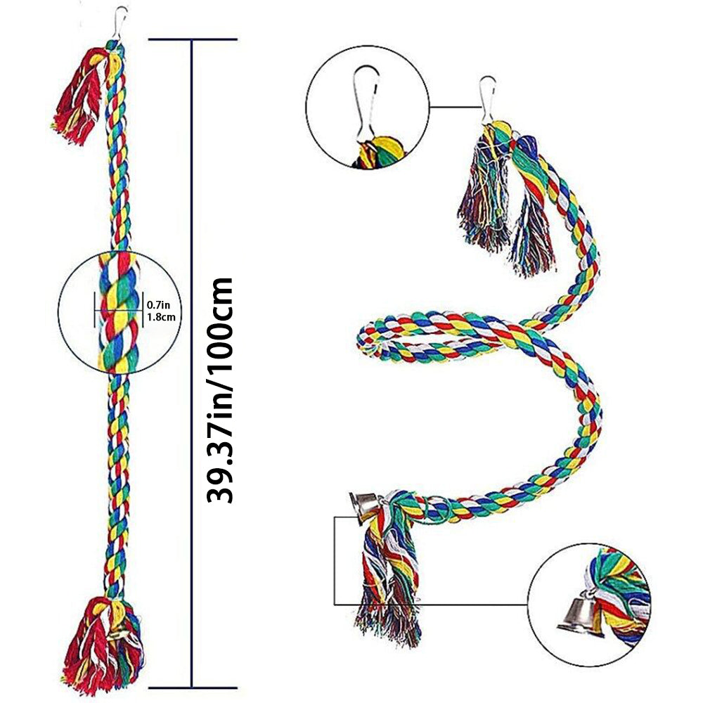 Bird Perch Stand Bird Rope Perch Bird Toys 3 Pcs for Parakeets Cockatiels, Conures, Macaws, Lovebirds, Finches