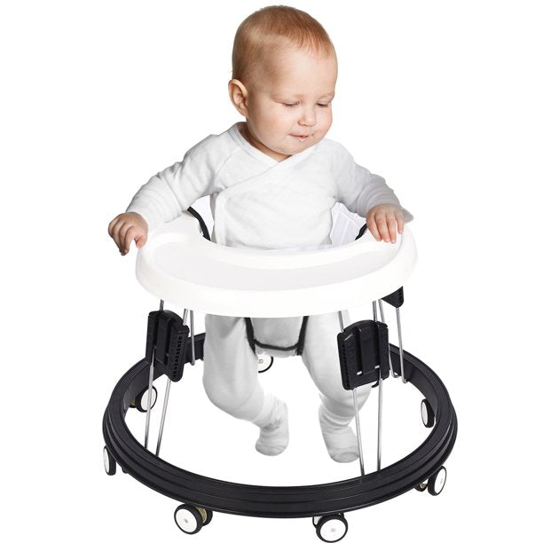 WWUIUIWW 2-in-1 Convertible Baby Steps Activity Walker, Adjustable Three Position Height Setting, Removable Tray, Whate Baby Walker