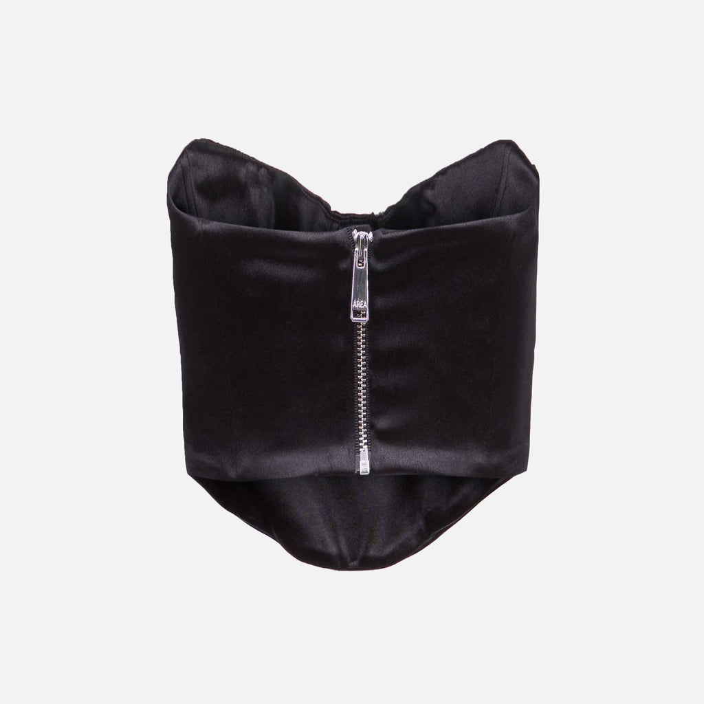 Area Crystal Cut Drapped Bustier - Black