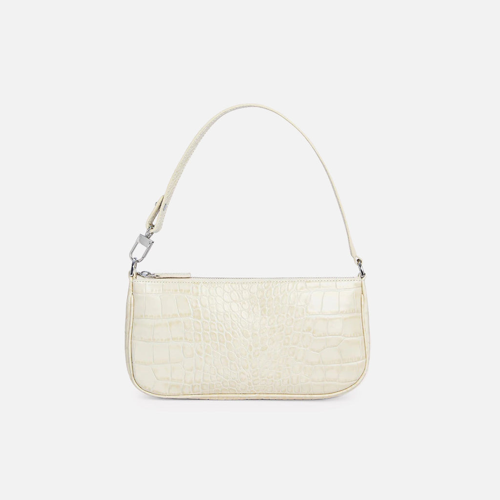 By Far Rachel Croc Embossed Leather - Cream