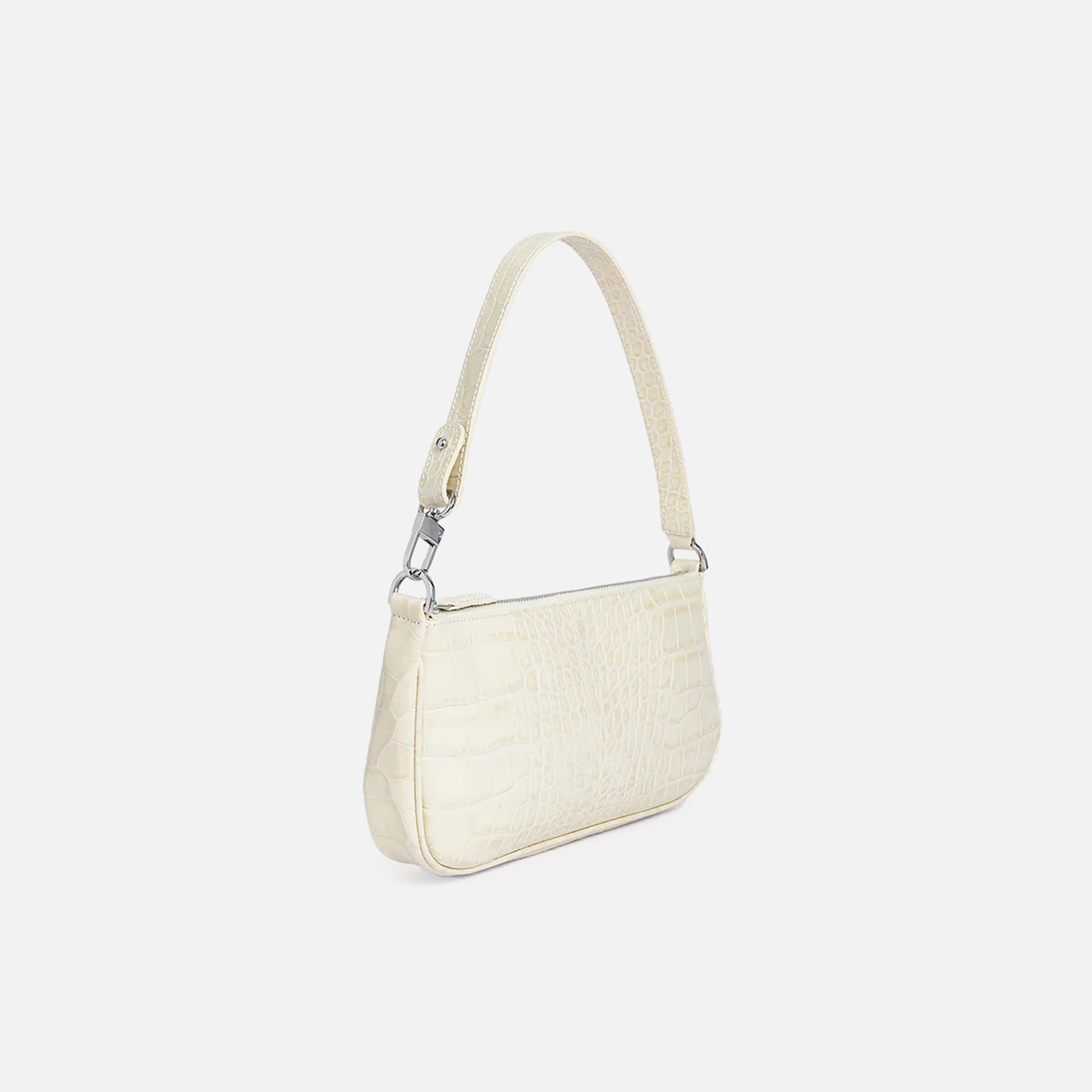 By Far Rachel Croc Embossed Leather - Cream