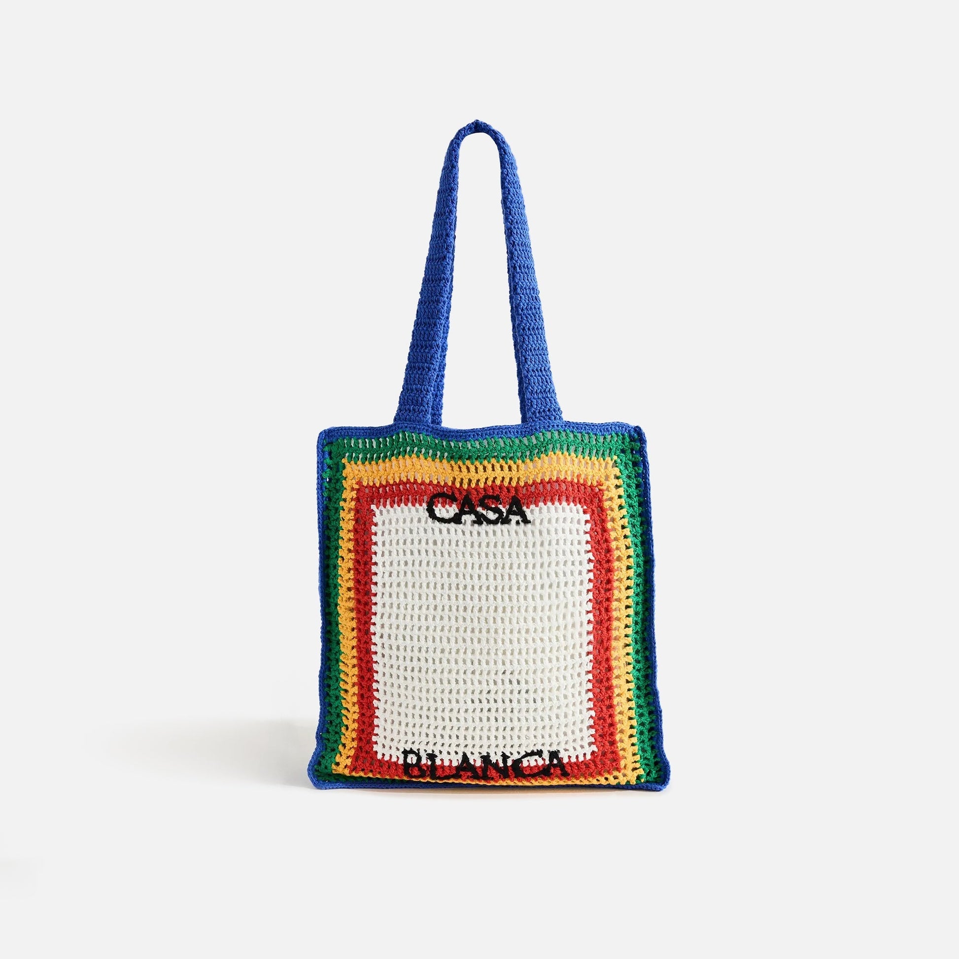 Casablanca Cotton Stripe Crochet Tote - Multi