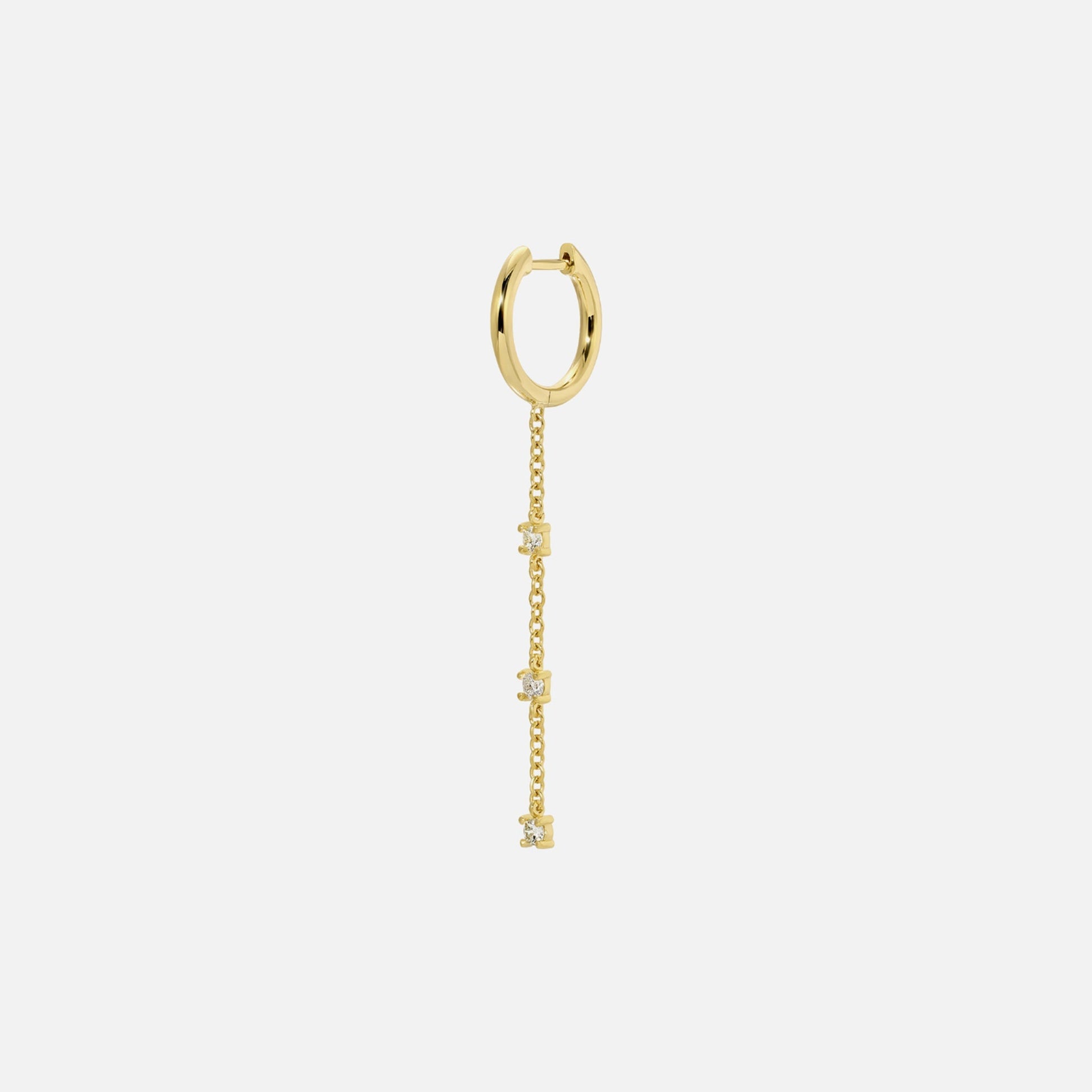 Isa Grutman Single Huggie with Diamond Chain Drop 14K Gold - Yellow Gold