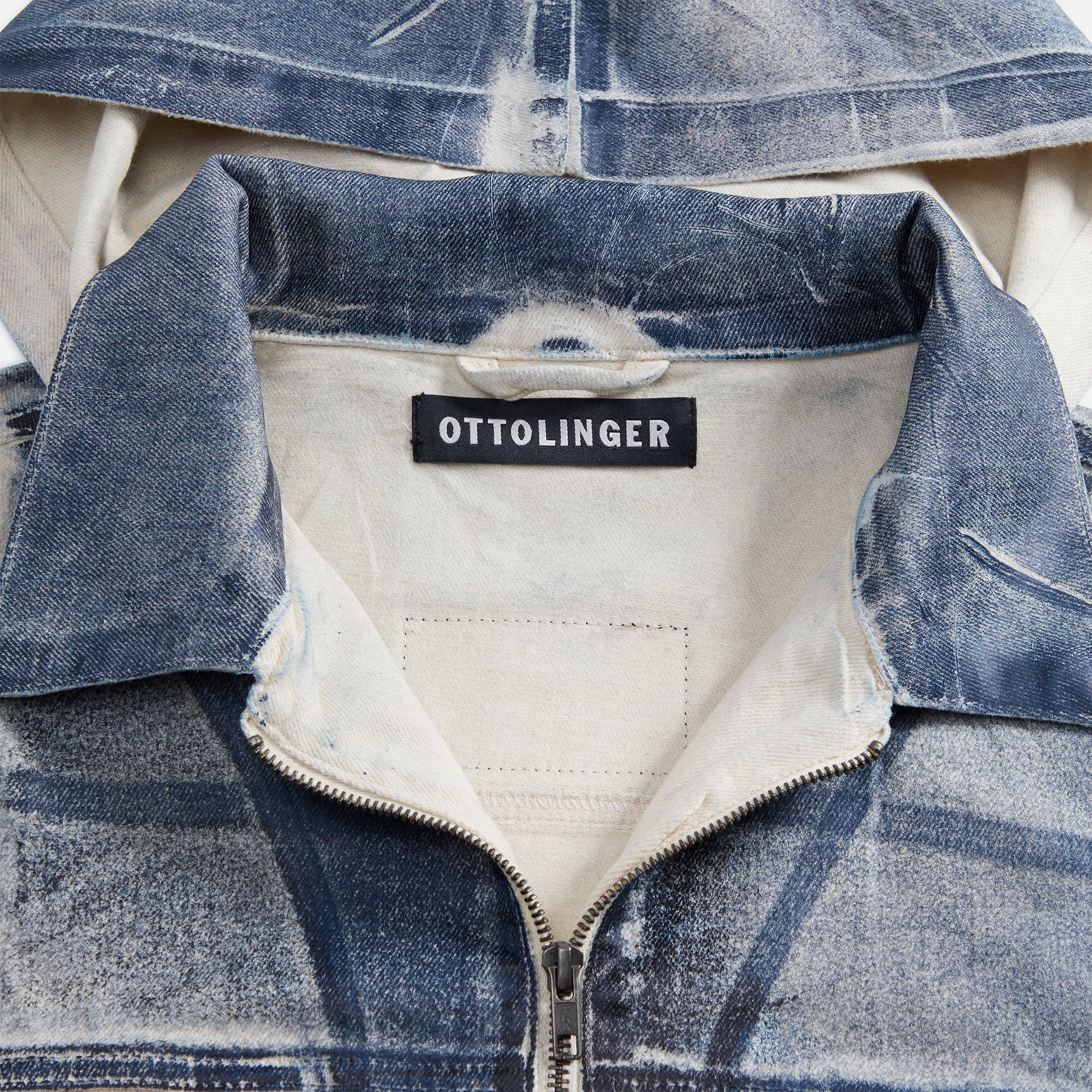 Ottolinger Cropped Belt Denim Jacket - Sand / Blue Paint