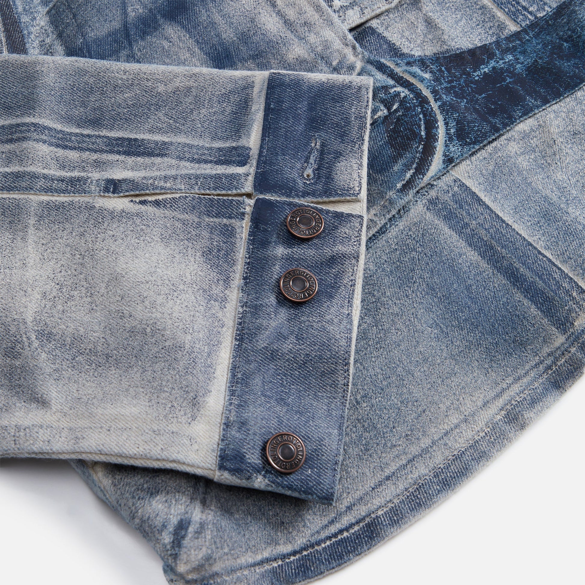 Ottolinger Cropped Belt Denim Jacket - Sand / Blue Paint