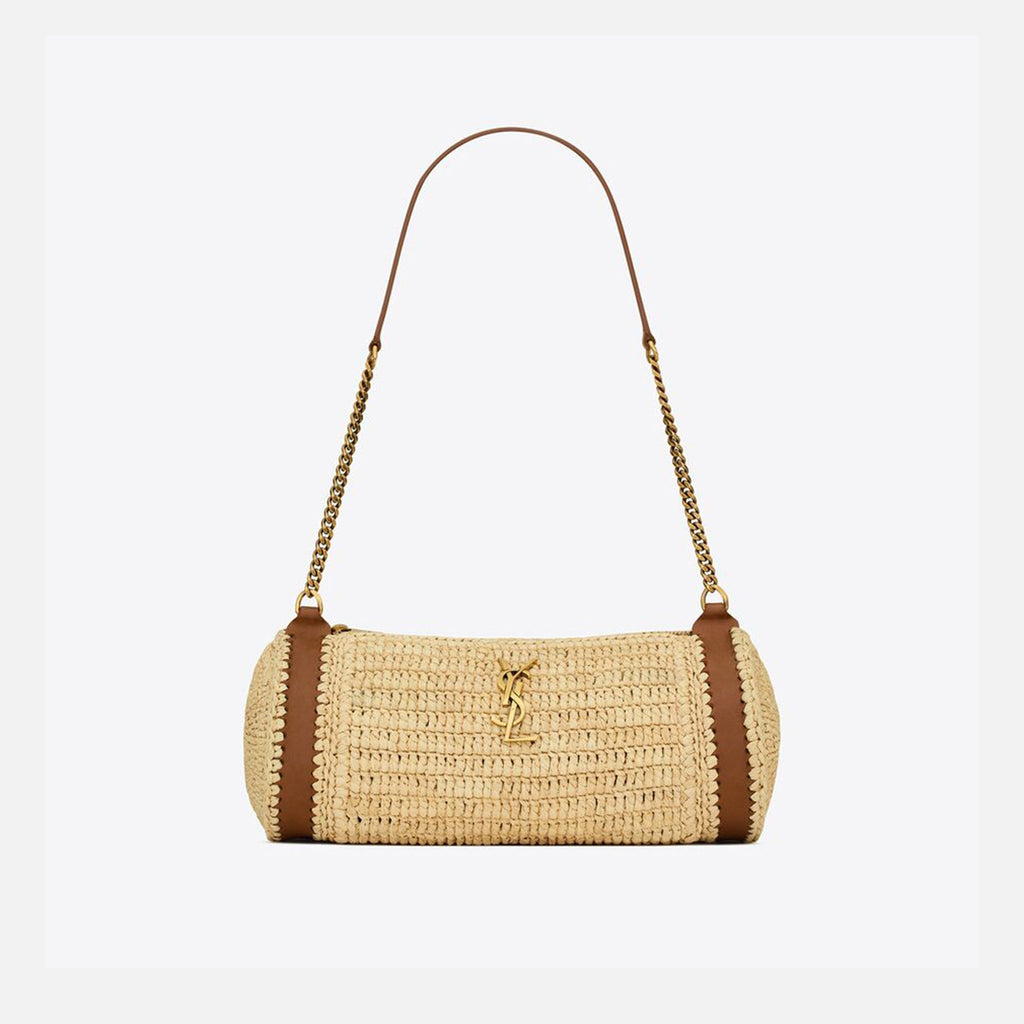 Saint Laurent Cilindre Rafia Handbag - Naturale