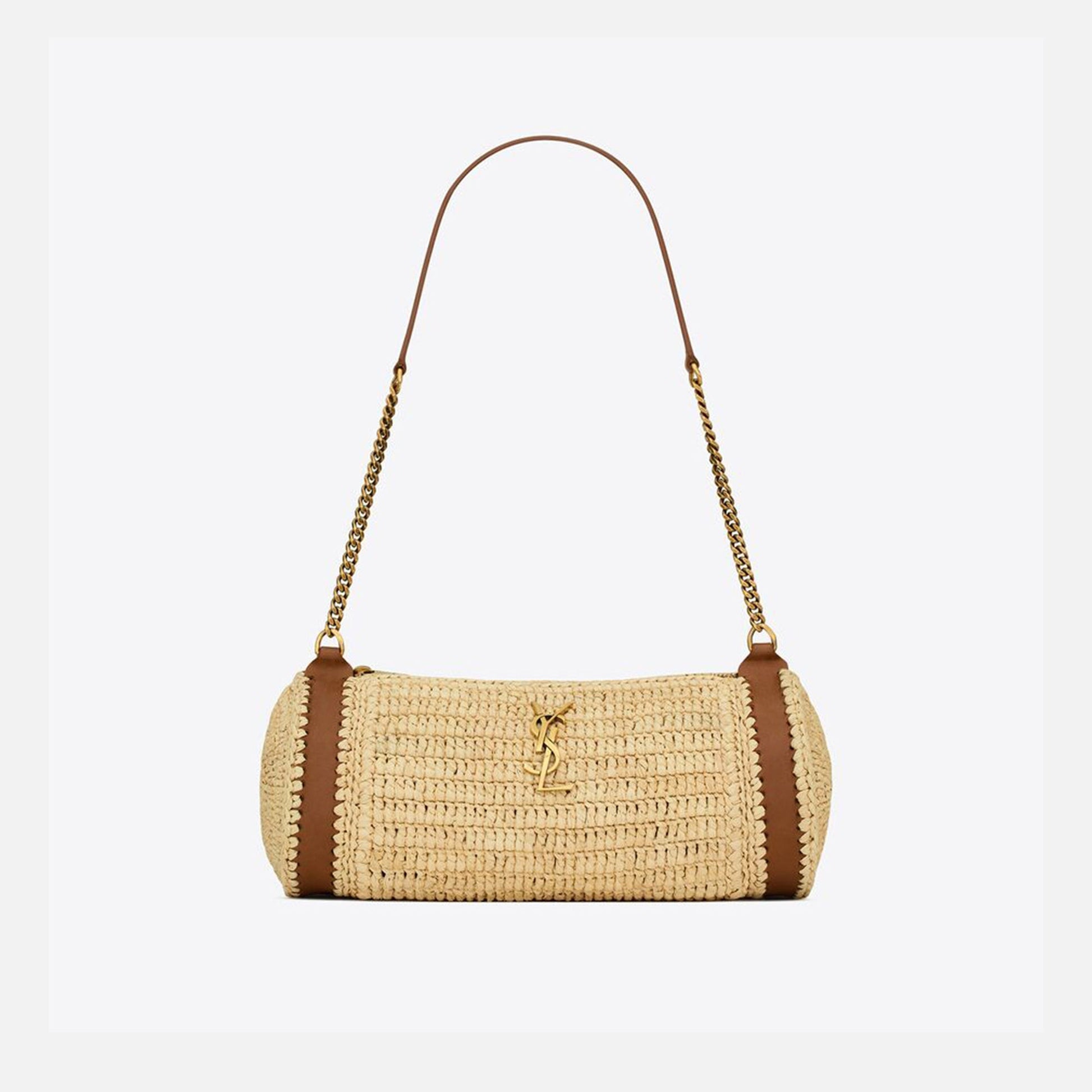 Saint Laurent Cilindre Rafia Handbag - Naturale
