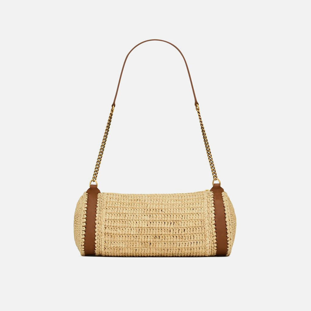 Saint Laurent Cilindre Rafia Handbag - Naturale