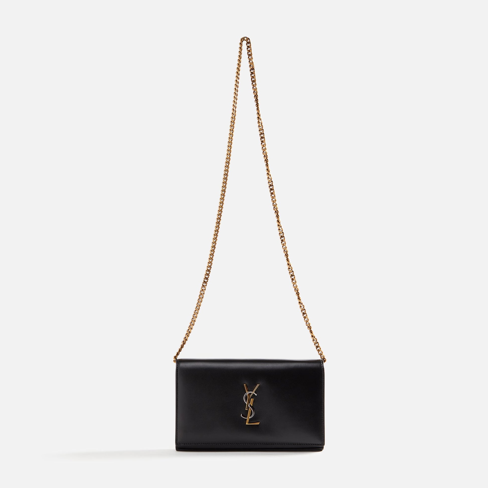 Saint Laurent YSL Tricolor Hardware Chain Wallet - Nero