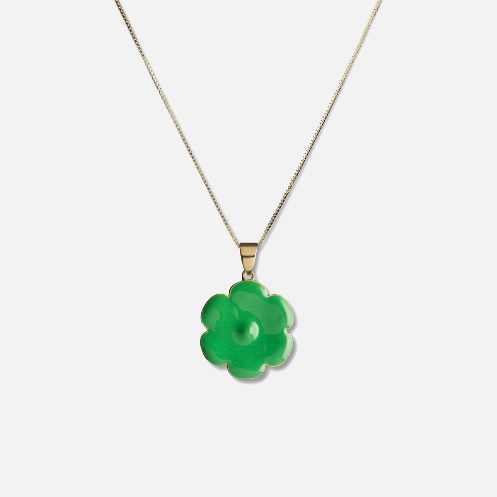 VEERT Enamel Flower Pendant w/ Chain - Green