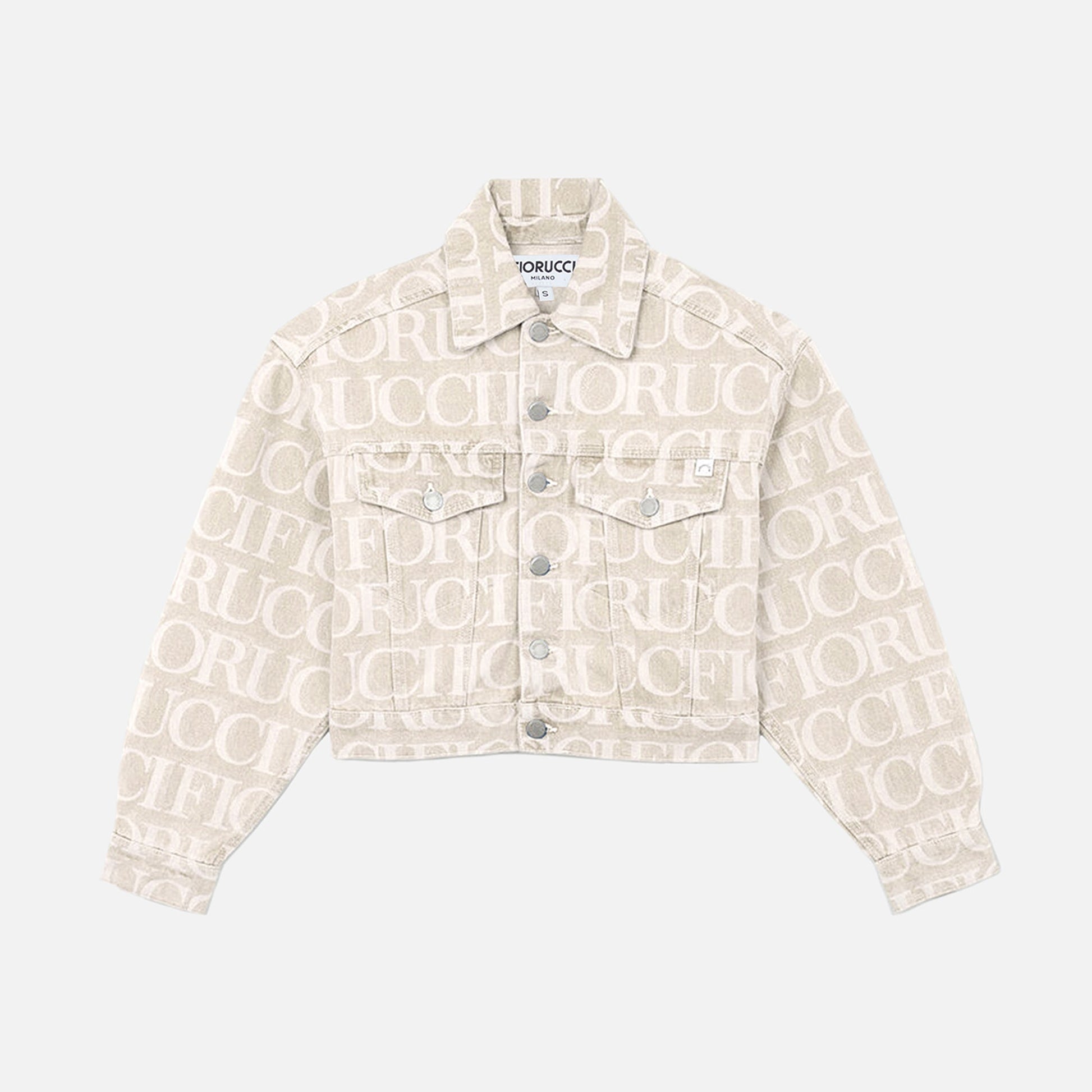 Fiorucci Monogram Cropped Taprered Denim Jacket - Ecru