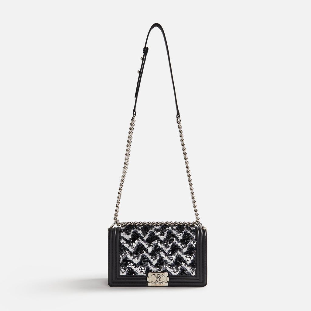 WGACA Chanel Sequin Medium Boy Bag - Black