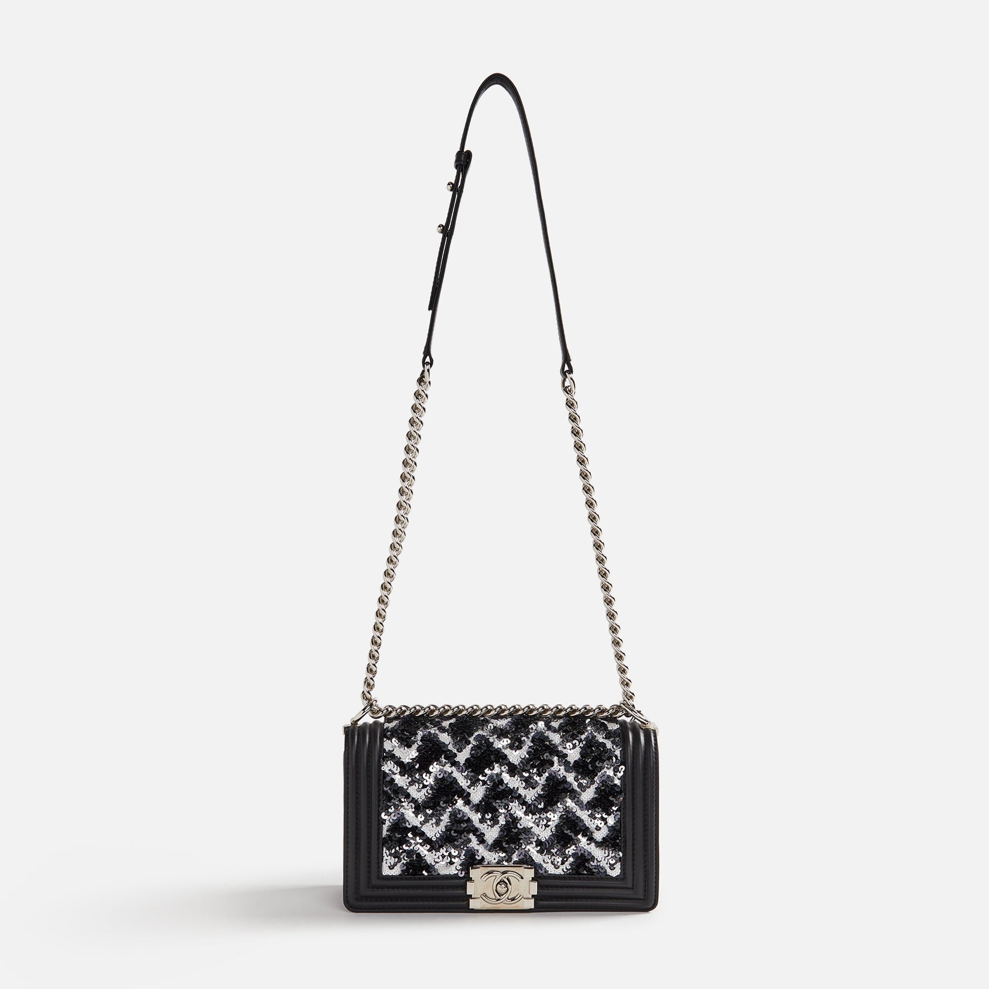 WGACA Chanel Sequin Medium Boy Bag - Black