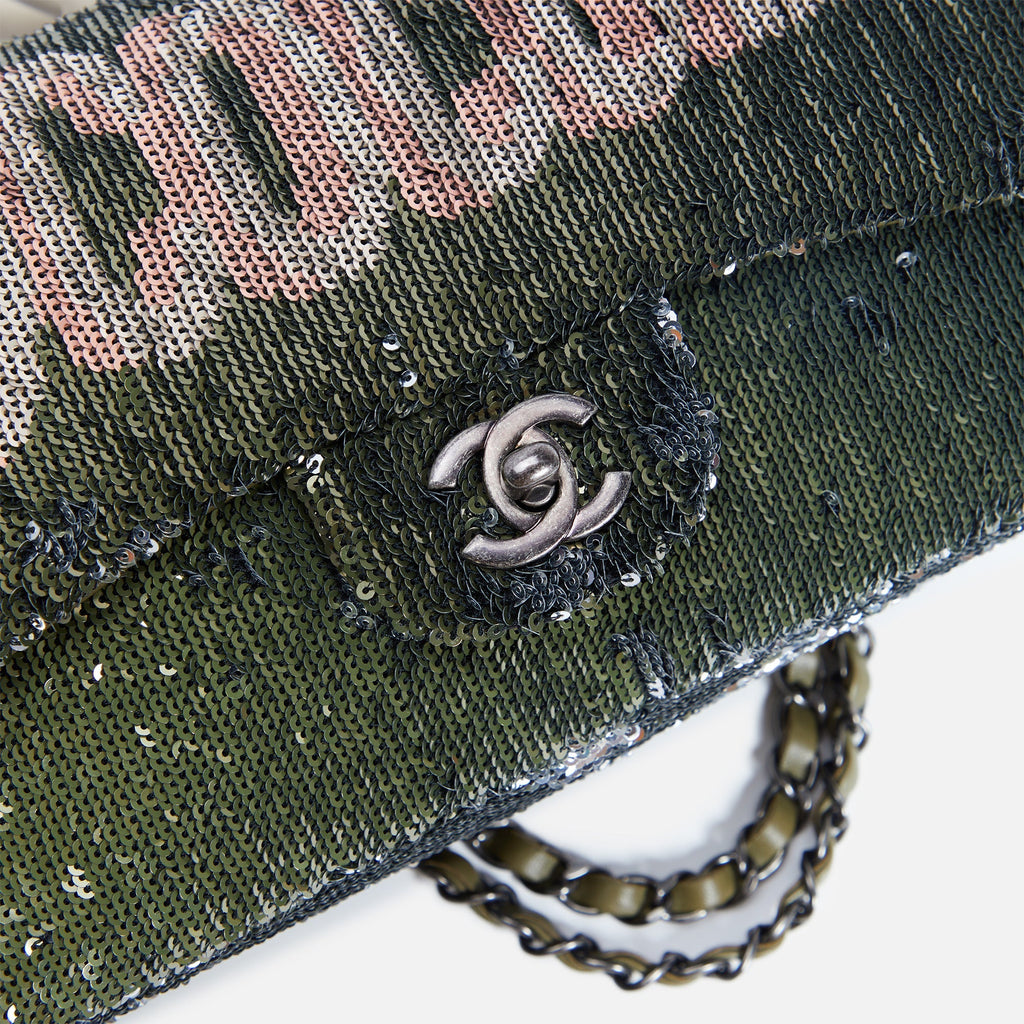 WGACA Chanel Sequin Coco Cuba Flap Bag - Green