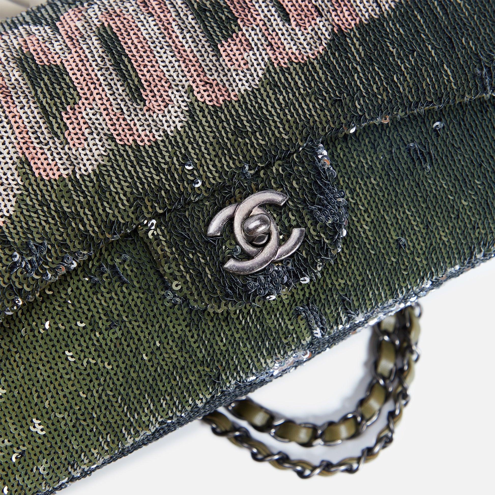 WGACA Chanel Sequin Coco Cuba Flap Bag - Green