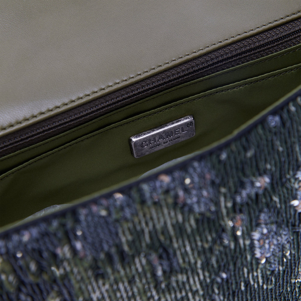 WGACA Chanel Sequin Coco Cuba Flap Bag - Green