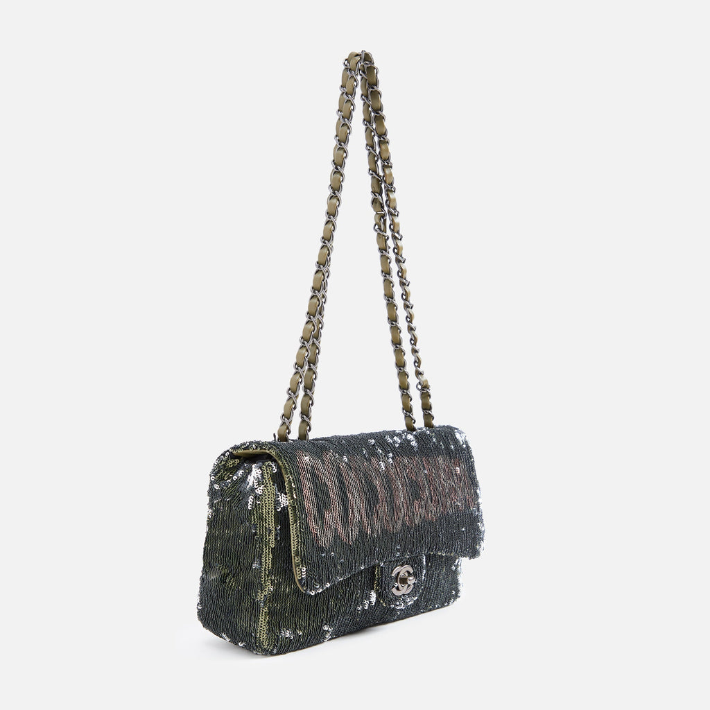 WGACA Chanel Sequin Coco Cuba Flap Bag - Green