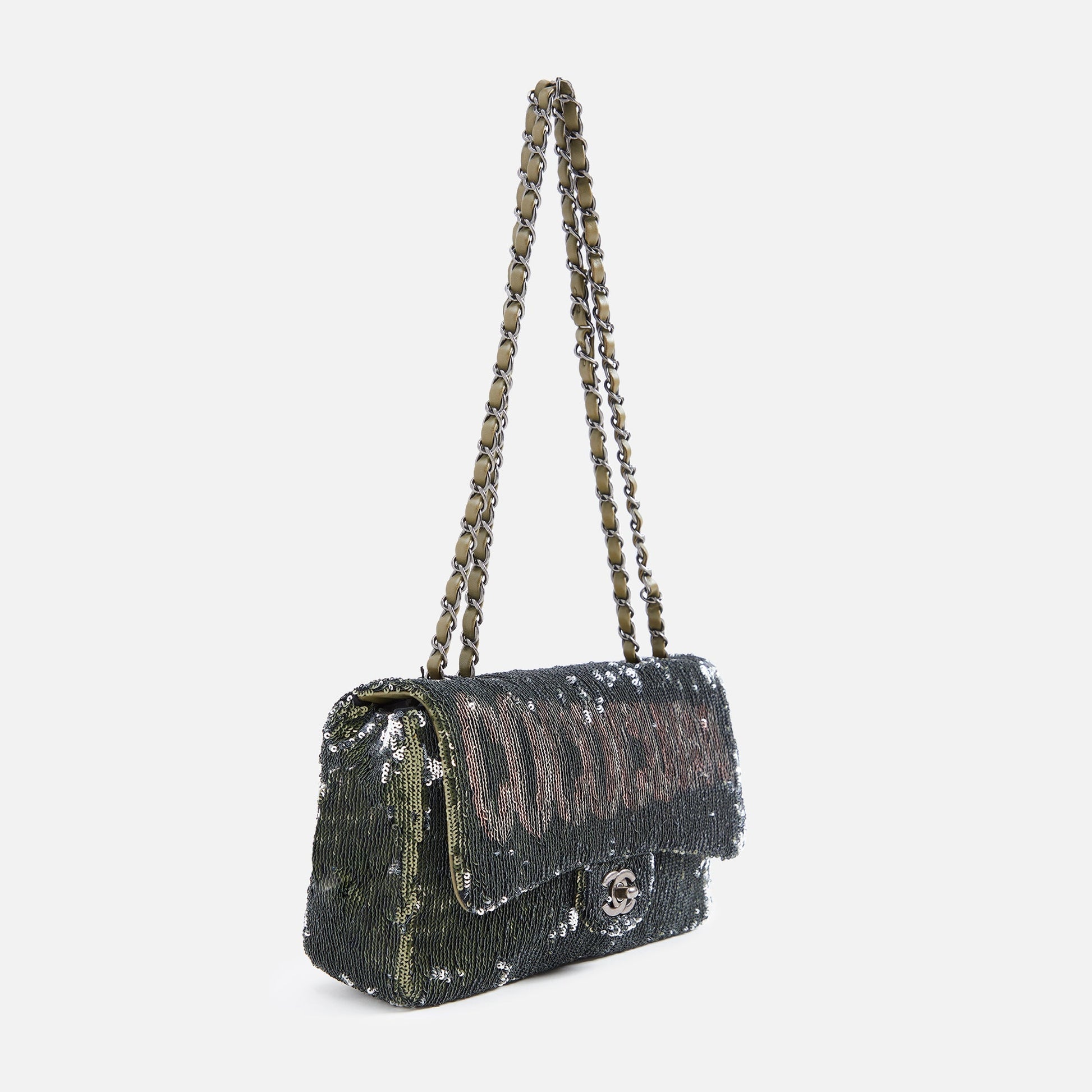 WGACA Chanel Sequin Coco Cuba Flap Bag - Green