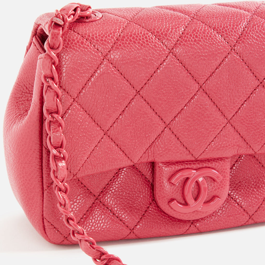 WGACA Chanel Caviar Incognito Mini Square Flap Bag - Pink