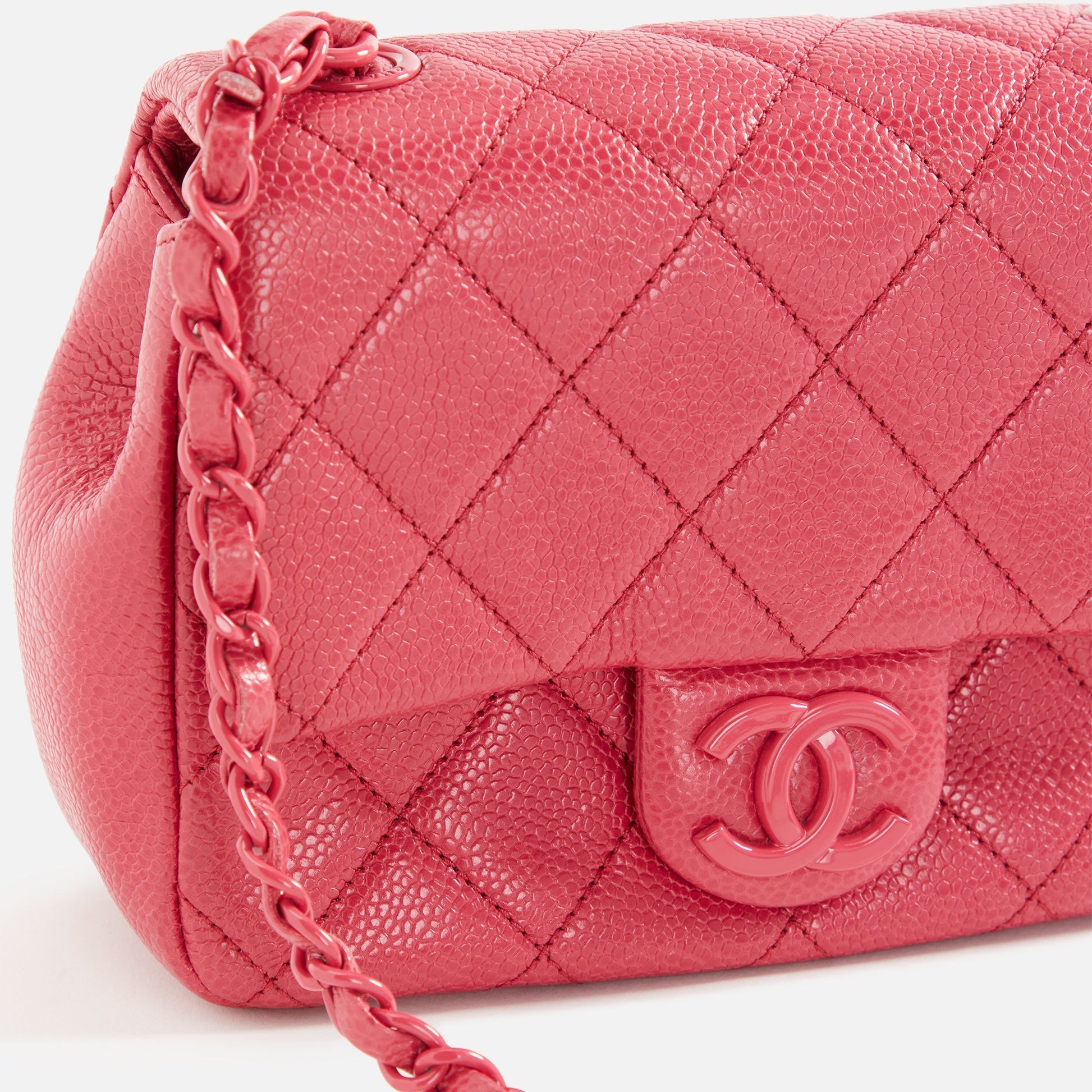 WGACA Chanel Caviar Incognito Mini Square Flap Bag - Pink