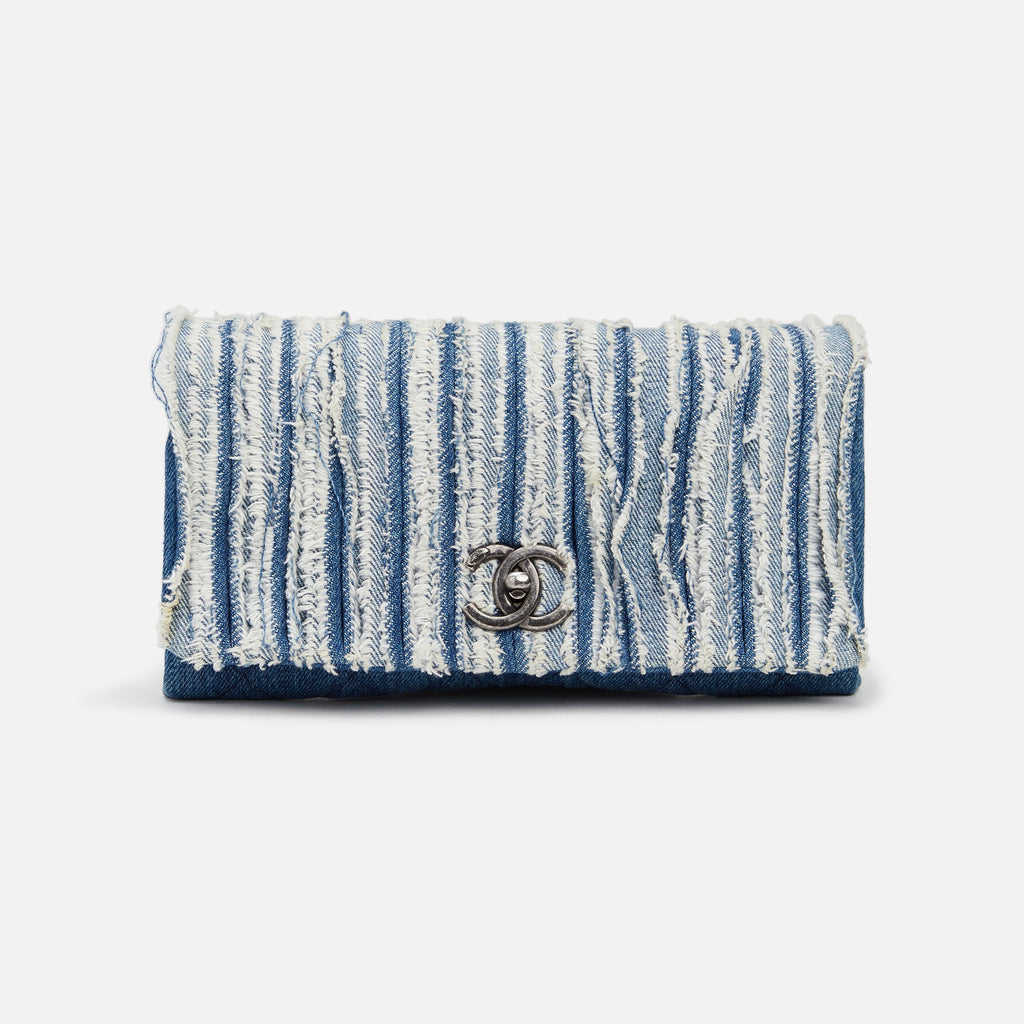 WGACA Chanel Denim Fringed Flap Bag - Blue