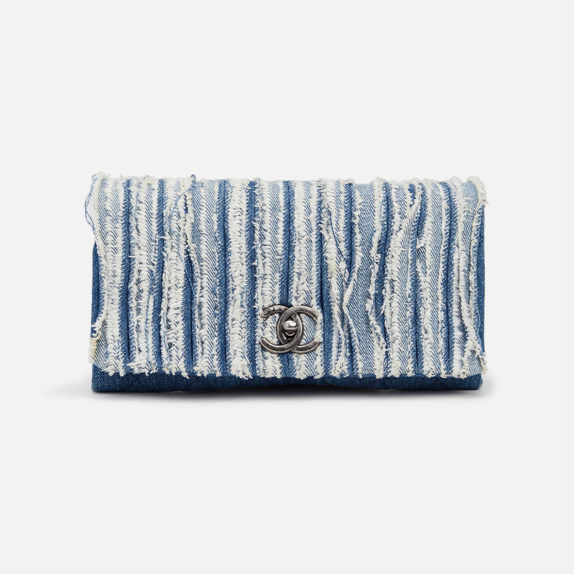 WGACA Chanel Denim Fringed Flap Bag - Blue