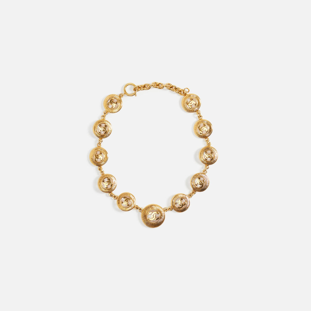 WGACA Chanel Sunburst Coin Necklace - Gold