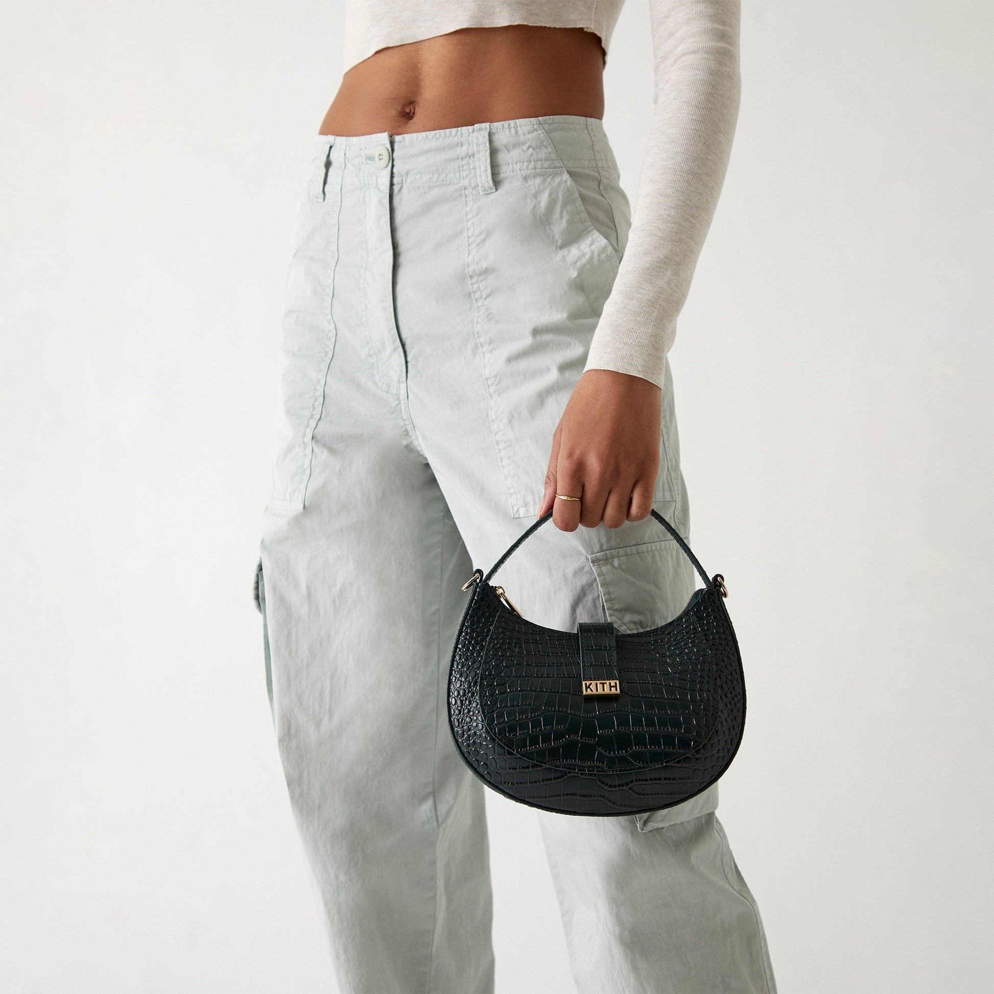 Kith Women Mini Saddle Bag in Croc Deboss Leather - Stadium